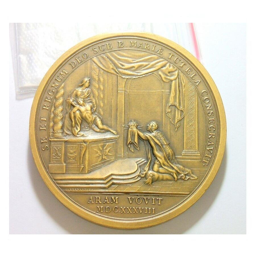 【旋风钱币】2月28日19:00准时开拍 精美欧洲币章、银币银章、第三帝国钱币等 全场包邮！ 【艺术】法国艺术大章 纪念1638年路易十三儿子路易十四出生 高浮雕精制超大铜章 70MM 175克