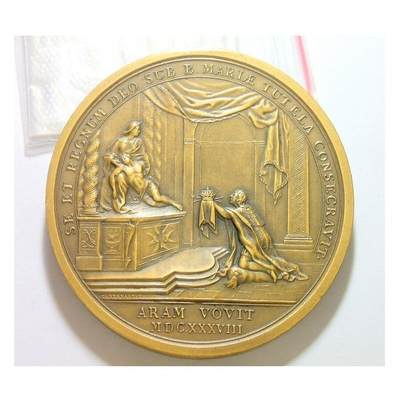 【艺术】法国艺术大章 纪念1638年路易十三儿子路易十四出生 高浮雕精制超大铜章 70MM 175克 【艺术】法国艺术大章 纪念1638年路易十三儿子路易十四出生 高浮雕精制超大铜章 70MM 175克