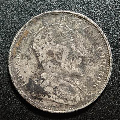 【德藏】世界币章拍卖第167期（拍品征集中~欢迎藏友联系） - 1904年 英属海峡殖民地爱德华七世壹圆银币 900银 有戳 直径约：37.2mm；重约：25.6g