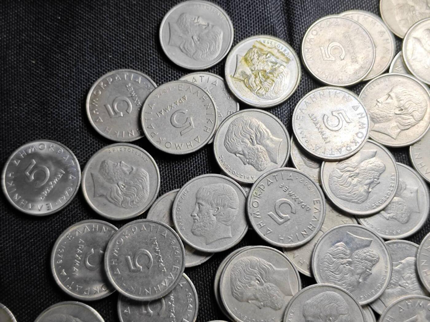 KK钱币收藏小铺   套币 批量/好品散币专场 2月预留时间 周末发货  希腊5德拉克马108枚一组