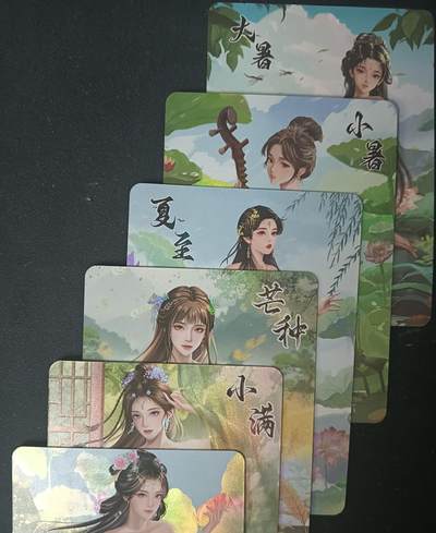 花开卡拍第61期（3月7号周六截拍，品控勿拍!!!拍品不寄存，运费5元（新疆需补运费差价或顺丰到付），自制卡难免瑕疵，可能存在轻微撞角爆边等出厂瑕疵，品控介意勿拍！） - 墨卡文创 爆衣节气03 艺术卡 6张 彩闪