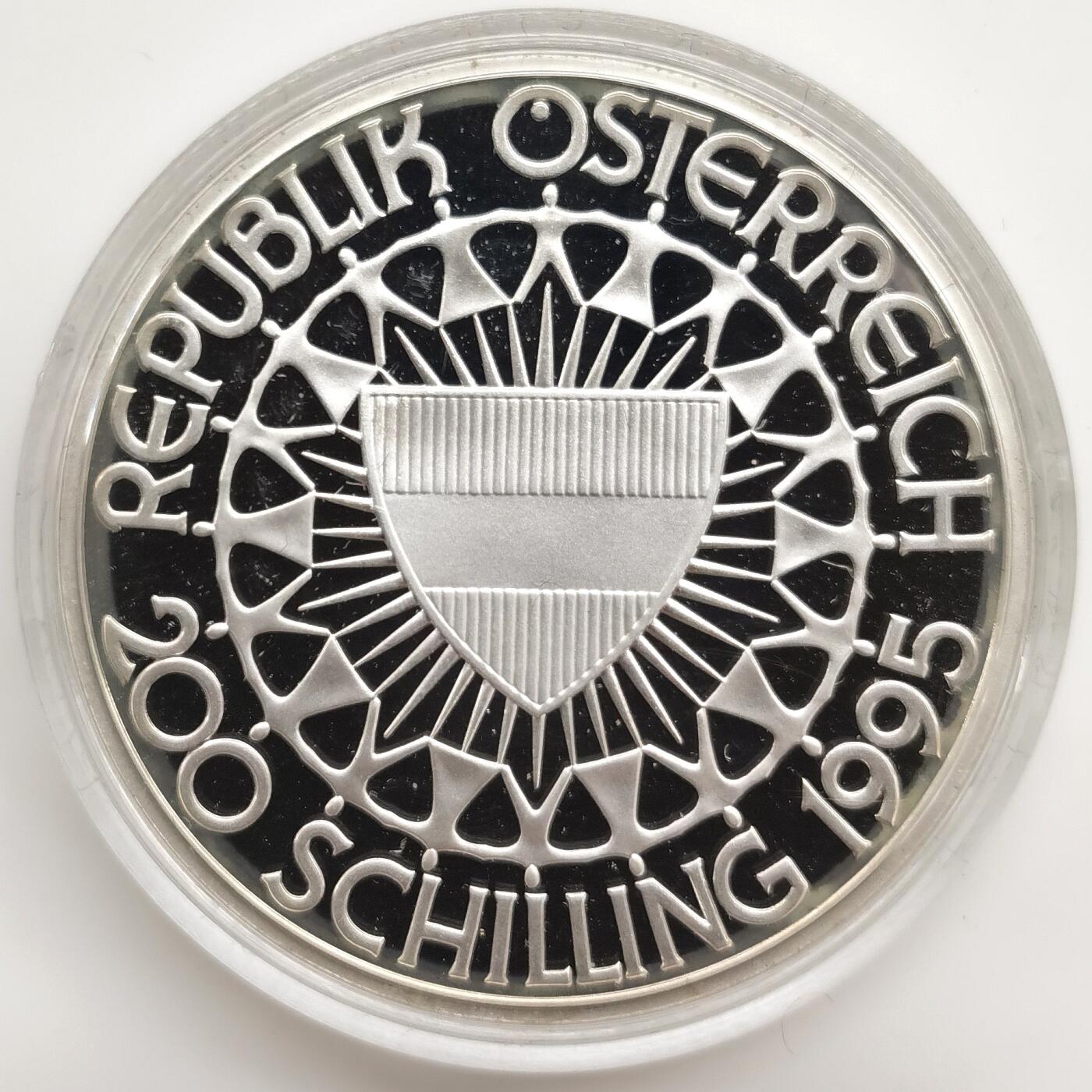 博洋堂世界钱币拍卖第162期（全场包邮） 奥地利1995年200先令精制银币 奥运百年-夏季奥运会 33.63克925银 盒证全