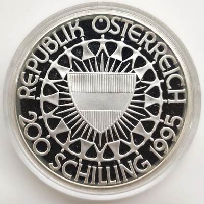 博洋堂世界钱币拍卖第162期（全场包邮） 奥地利1995年200先令精制银币 奥运百年-夏季奥运会 33.63克925银 盒证全