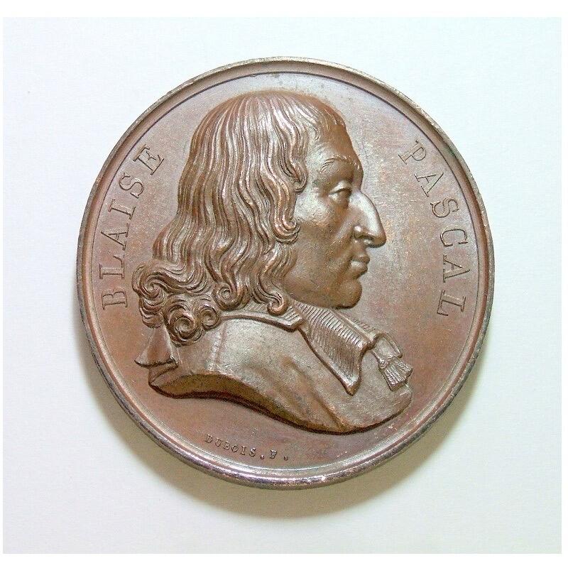 【旋风钱币】2月28日19:00准时开拍 精美欧洲币章、银币银章、第三帝国钱币等 全场包邮！ 法国1817年 大科学家帕斯卡高浮雕精制大铜章 光边 40MM