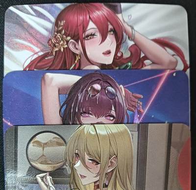 花开卡拍第61期（3月7号周六截拍，品控勿拍!!!拍品不寄存，运费5元（新疆需补运费差价或顺丰到付），自制卡难免瑕疵，可能存在轻微撞角爆边等出厂瑕疵，品控介意勿拍！） - 墨卡文创 枕边  3张艺术卡 彩闪