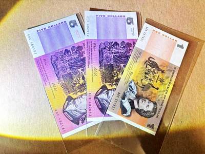 【Blue Auction】世界纸币精拍第788期——18级TOP拍卖/信誉/品质/专业/高效💫 - 【一组3张】澳大利亚 1-5元 全新UNC 