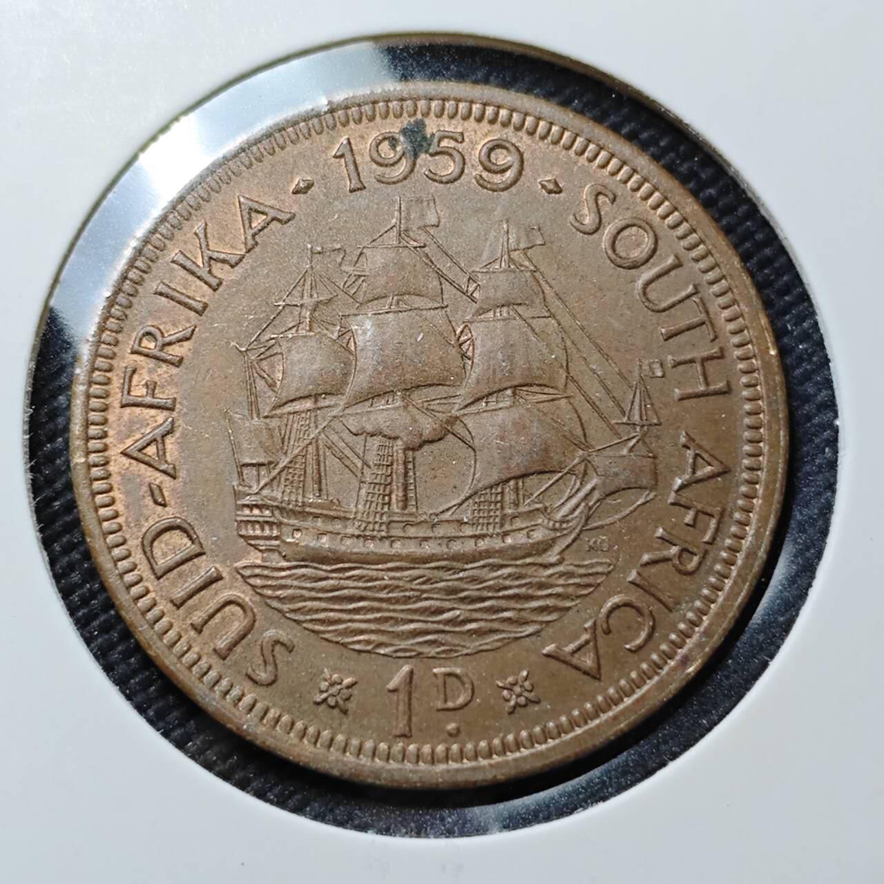 KK钱币收藏小铺  第396期  2月预留时间 周末发货  1959英属南非1分铜币