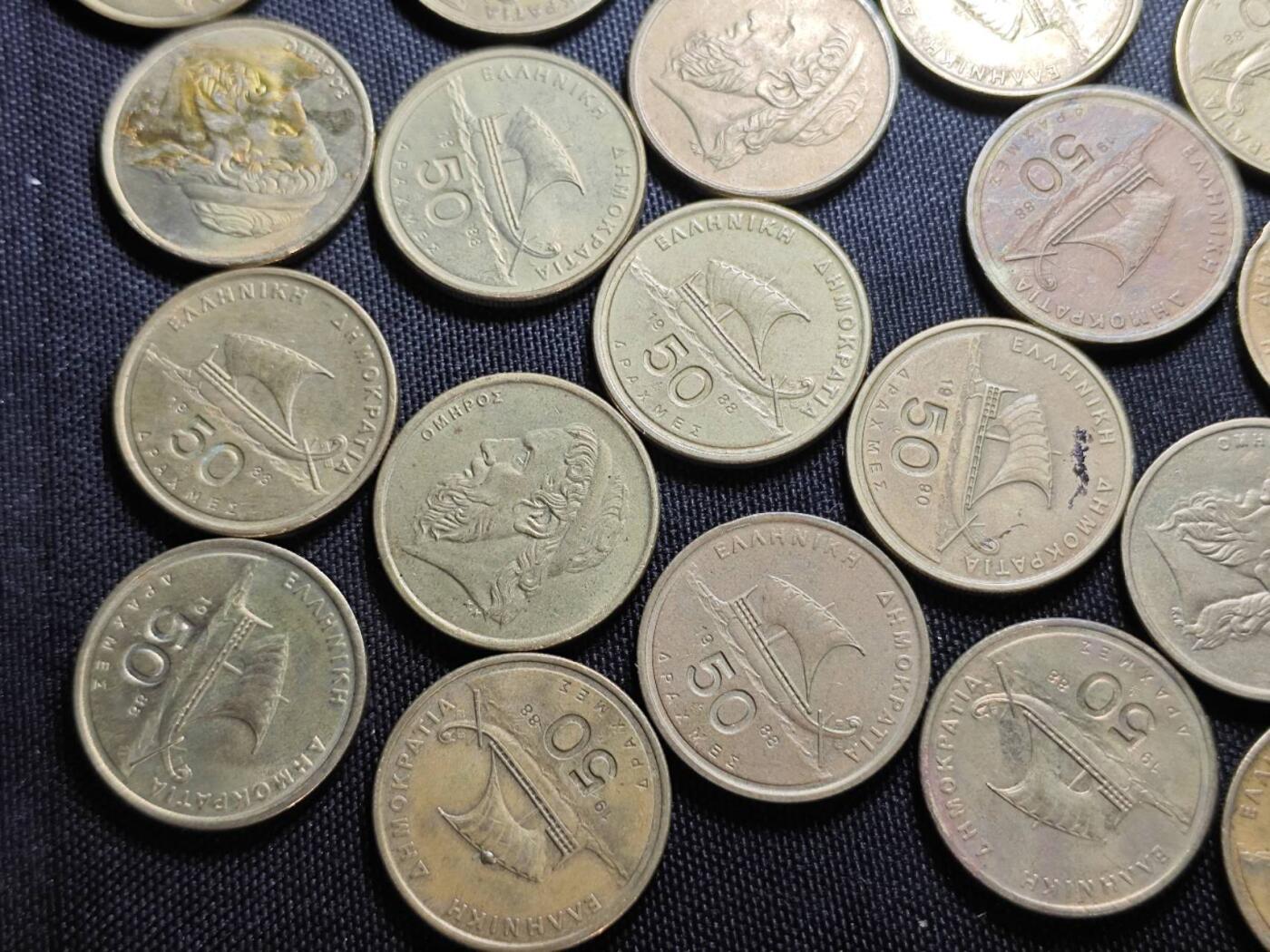 KK钱币收藏小铺   套币 批量/好品散币专场 2月预留时间 周末发货  希腊50德拉克马33枚一组