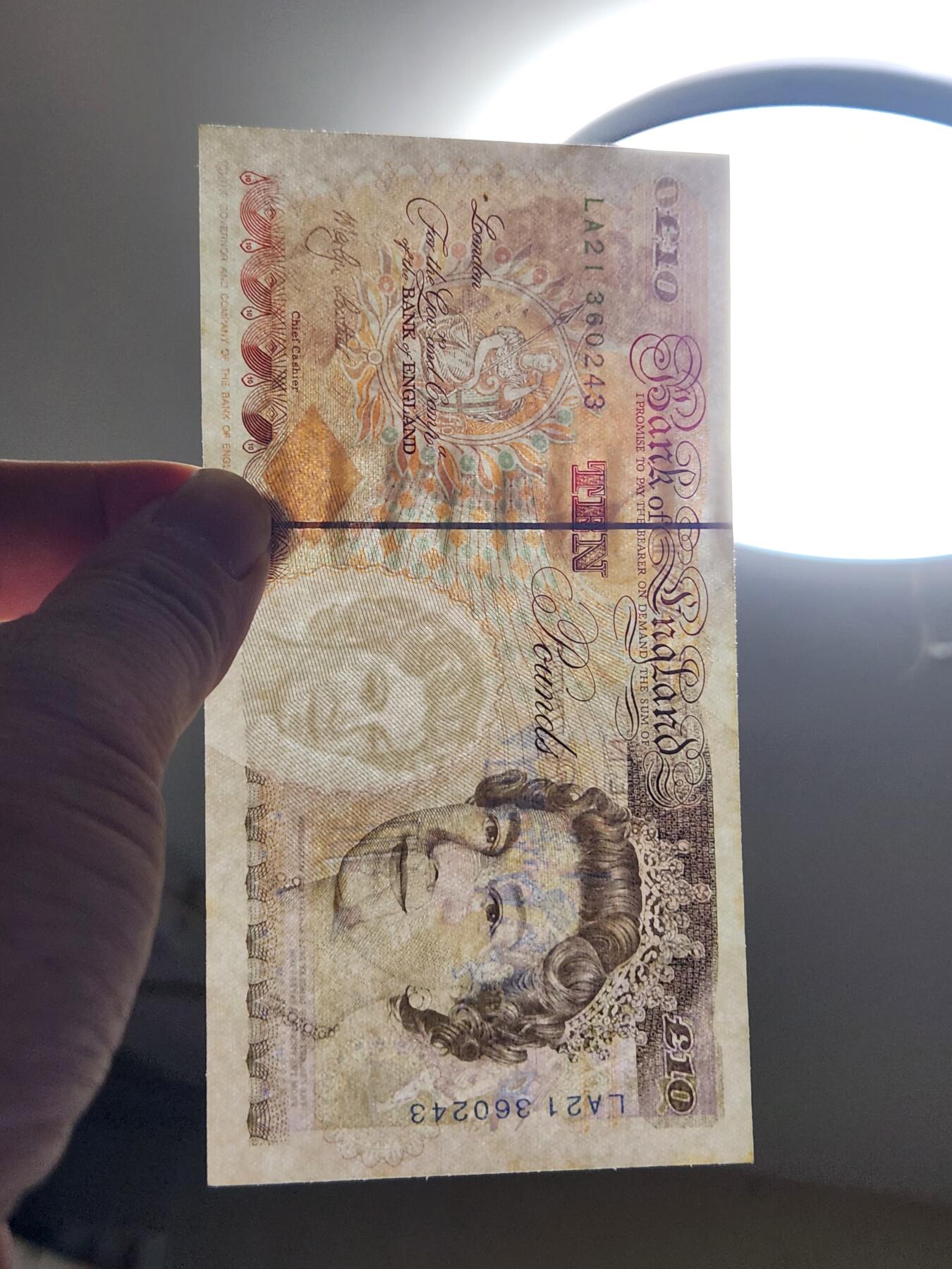 2月26号晚上8点 外国纸币自动截拍第31场 英国纸币 E序列10镑 1993年 数字版 狄更斯  Kentfield签名 近新