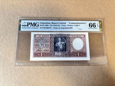 【Blue Auction】世界纸币精拍第788期——18级TOP拍卖/信誉/品质/专业/高效💫 - 阿根廷 1952-55年1比索 PMG66EPQ