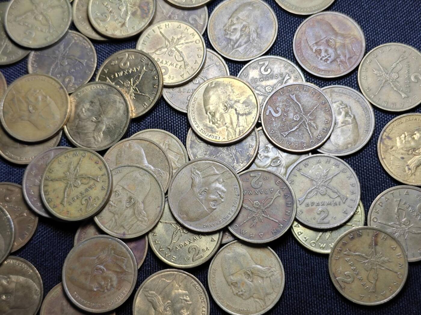 KK钱币收藏小铺   套币 批量/好品散币专场 2月预留时间 周末发货  希腊2德拉克马铜币65枚