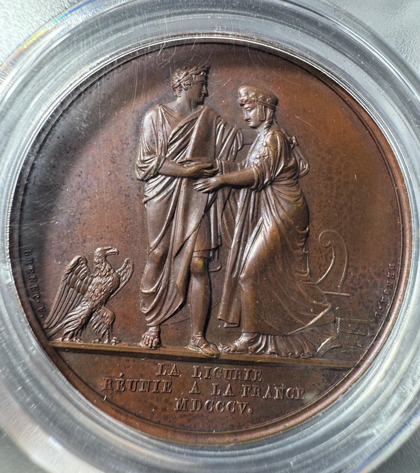 法国1805年拿破仑一世吞并利古里亚原铸铜章 