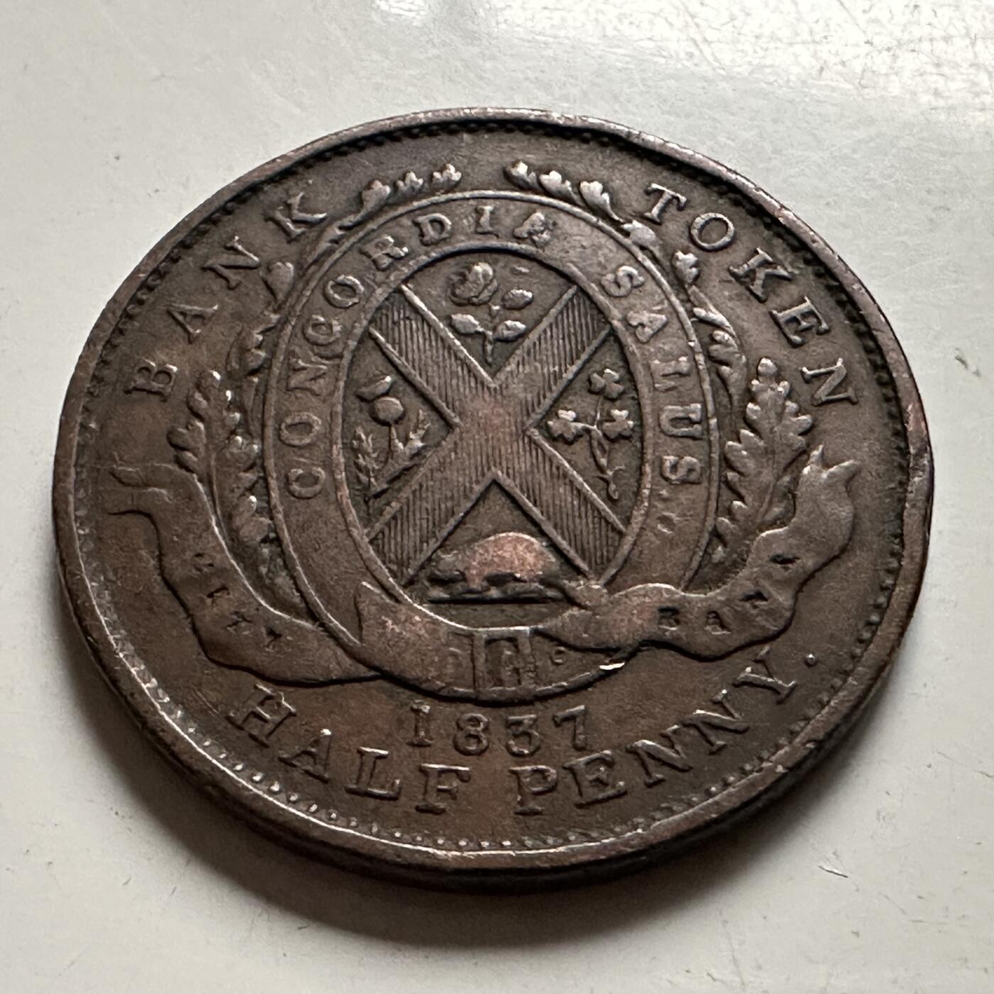 🌹外币初藏🌹🐯2026年第22场  每周二四六晚8️⃣点 接代拍 下加拿大1837年半便士代用币