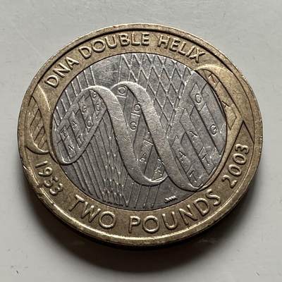 🌹外币初藏🌹🐯2026年第22场  每周二四六晚8️⃣点 接代拍 - 英国2003年DNA双螺旋发现50周年2英镑双色纪念币