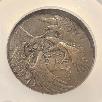 博洋堂世界钱币拍卖第162期（全场包邮） NGC MS64BN 冠军分！德国1913年莱比锡战役胜利百年建功碑60mm纪念大铜章 麦稀奇同分成交价1438