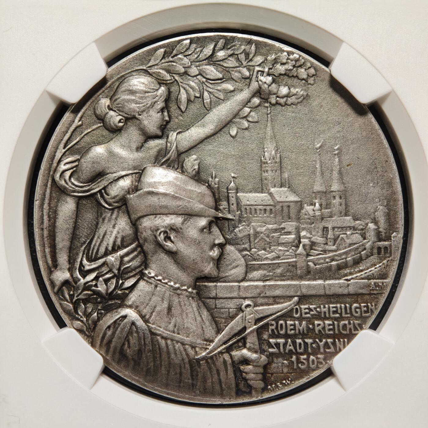 【德藏】世界币章拍卖第166期（拍品征集中~欢迎藏友联系） 1903年 德国伊瑟隆射击协会成立400周年纪念银章 NGC UNC 少见品种