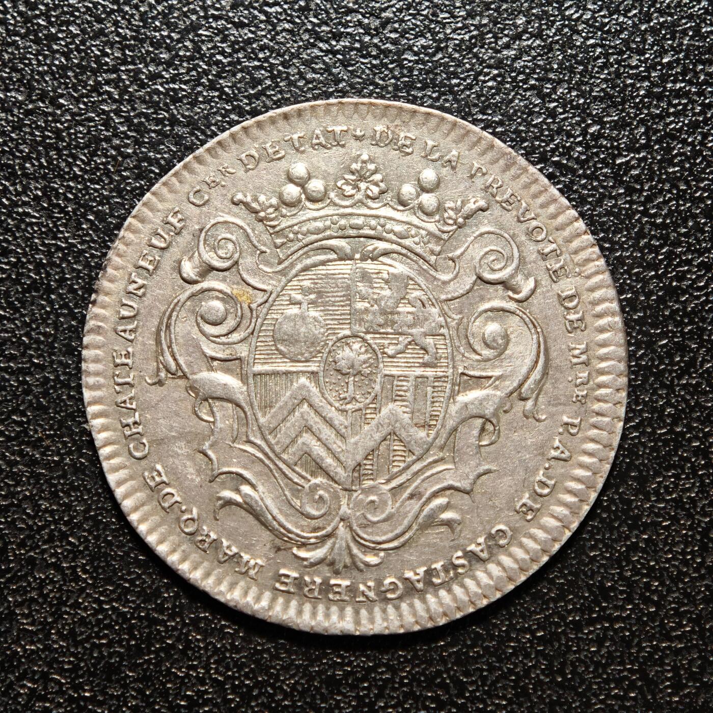 【德藏】世界币章拍卖第166期（拍品征集中~欢迎藏友联系） 1728年 法国巴黎商业航运代用币银章 直径约：28.9mm；重约：7.5g