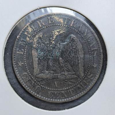 外国优质老铜币银币，正月十二晚九点倒数截拍，满百包邮可寄存，持续收拍 - 极美品法兰西第二帝国1856年5生丁铜币，正面为拿破仑三世头像，背面是帝国鹰徽。发行于拿破仑三世统治初期，是其巩固帝制、延续拿破仑家族象征的重要流通辅币，见证了法国从共和走向帝制的政治转型。