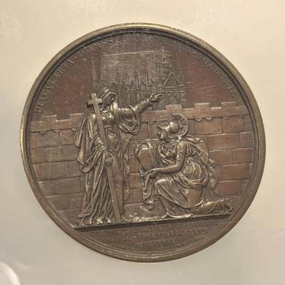 博洋堂世界钱币拍卖第162期（全场包邮） NGC MS62BN 法国宗教庆典仪式-1816年圣人遗骨从世俗之地迁入神圣教堂纪念铜章 正面路易十八头像 手指边铭 加大盒