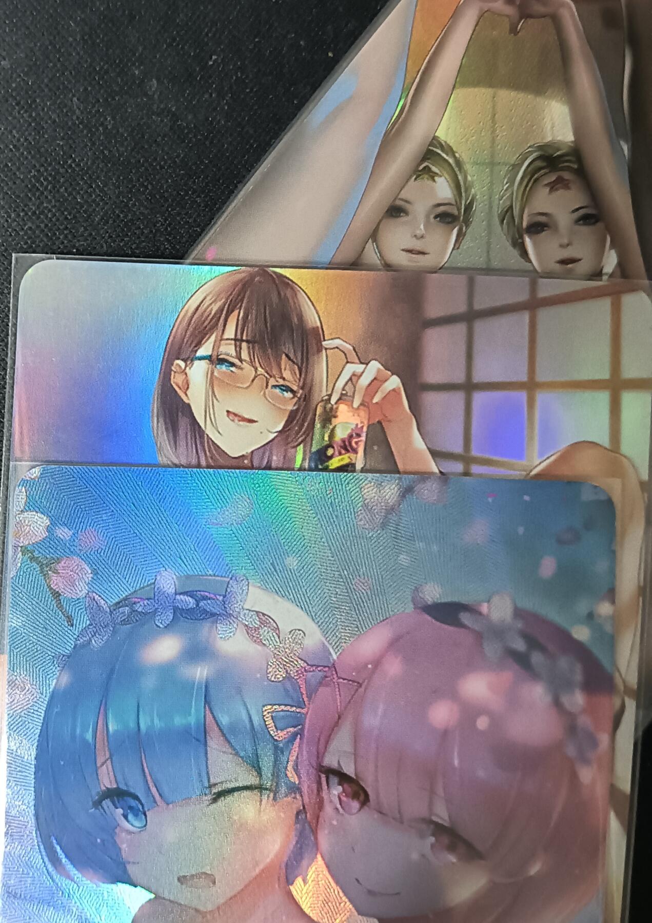 花开卡拍第61期（3月7号周六截拍，品控勿拍!!!拍品不寄存，运费5元（新疆需补运费差价或顺丰到付），自制卡难免瑕疵，可能存在轻微撞角爆边等出厂瑕疵，品控介意勿拍！） 美少女 艺术卡 3张 彩闪