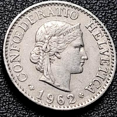 泉币菌-第202场-新年第10场 本场拍品多 请提前出价（正月十五统一发货） - 高币值 百年延续 女神 瑞士1962年 10分銅镍硬币 