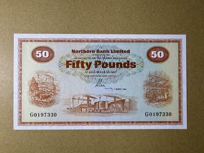 《艾美收藏》第234期-3.1周日外币精华场 - 北爱尔兰50镑 UNC 1981年 北方银行 橙色稀少版本 无4