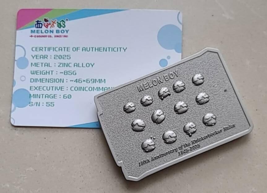 【币将精彩】世界钱币拍卖（2026-3-11） 发行10枚的西瓜太郎棒球规则诞生180周年纪念章，锌合金约85克，46*69毫米，发行量：60枚，后10枚陨石镶嵌。