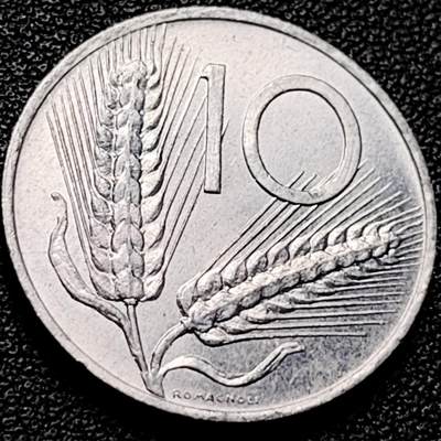 泉币菌-第202场-新年第10场 本场拍品多 请提前出价（正月十五统一发货） - 少见原光 1972年 意大利10里拉铝币 麦穗古犁 23.2mm