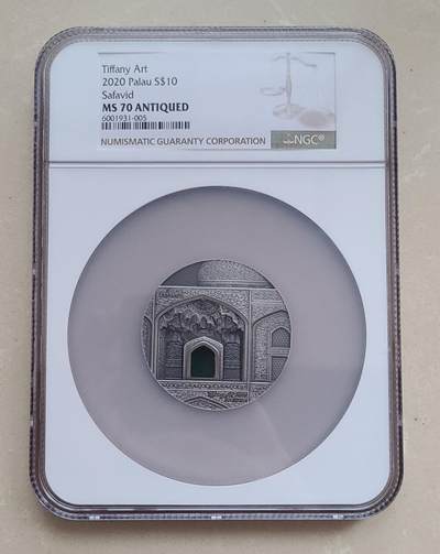 【币将精彩】世界钱币拍卖（2026-3-18） - 帕劳2020年蒂凡尼艺术2盎司银币NGC评级封装币带证书包装