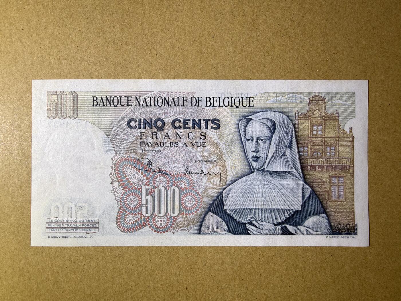 《艾美收藏》第234期-3.1周日外币精华场 比利时500法郎 UNC 1971年 局部荧光