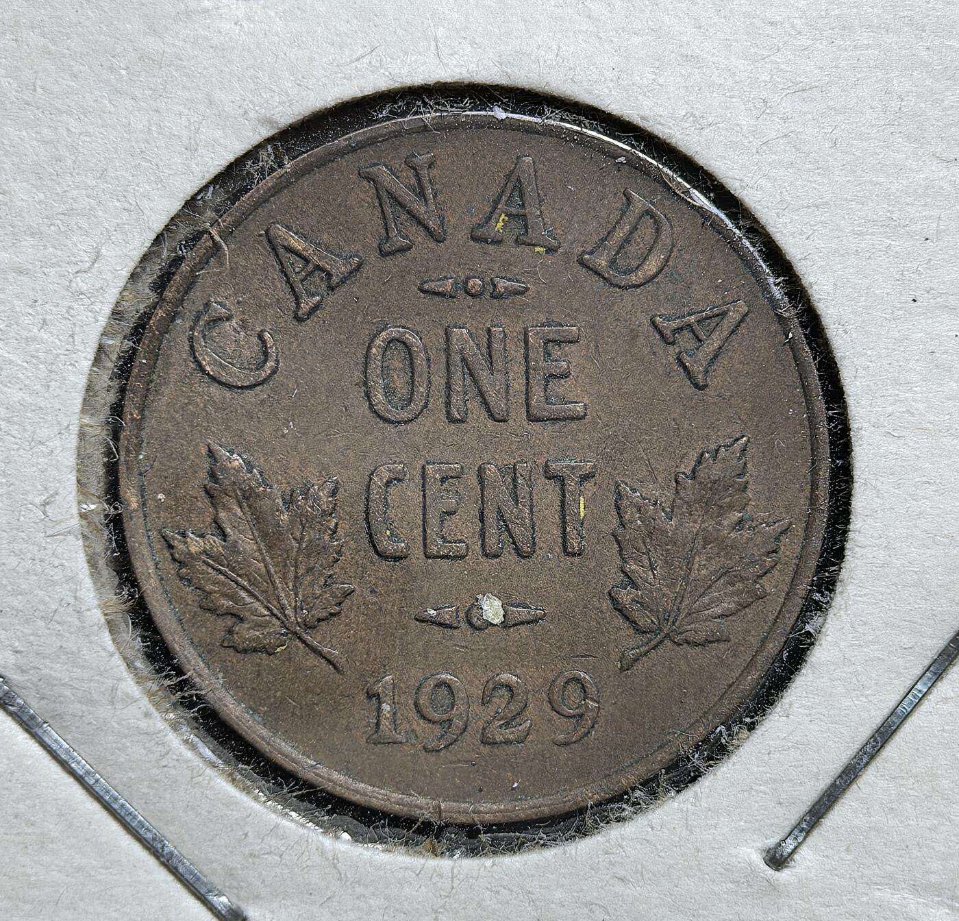 外国优质老铜币银币，正月十二晚九点倒数截拍，满百包邮可寄存，持续收拍 加拿大1929年1分铜币，正面为乔治五世高冠像，背面镌加拿大国花枫叶。发行于大萧条前夕，是加拿大延续英联邦君主象征、强化国家身份认同的流通辅币，见证了加拿大在经济动荡前的社会风貌。