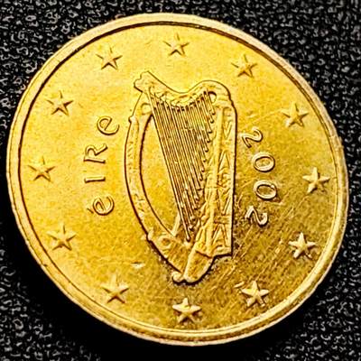 泉币菌-第202场-新年第10场 本场拍品多 请提前出价（正月十五统一发货） - 欧元-爱尔兰 10欧分 黄铜币 竖琴 乐器 欧盟钱币 19.5mm