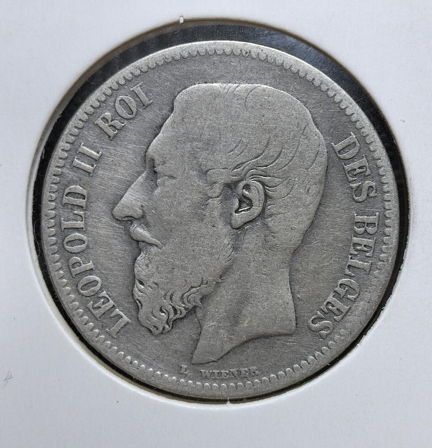 外国优质老铜币银币，正月十二晚九点倒数截拍，满百包邮可寄存，持续收拍 比利时1867年2法郎银币，正面为利奥波德二世头像，背面是国徽与 “团结就是力量” 箴言。它发行于比利时工业化与殖民扩张初期，是其近代货币体系与国家身份认同的重要载体。