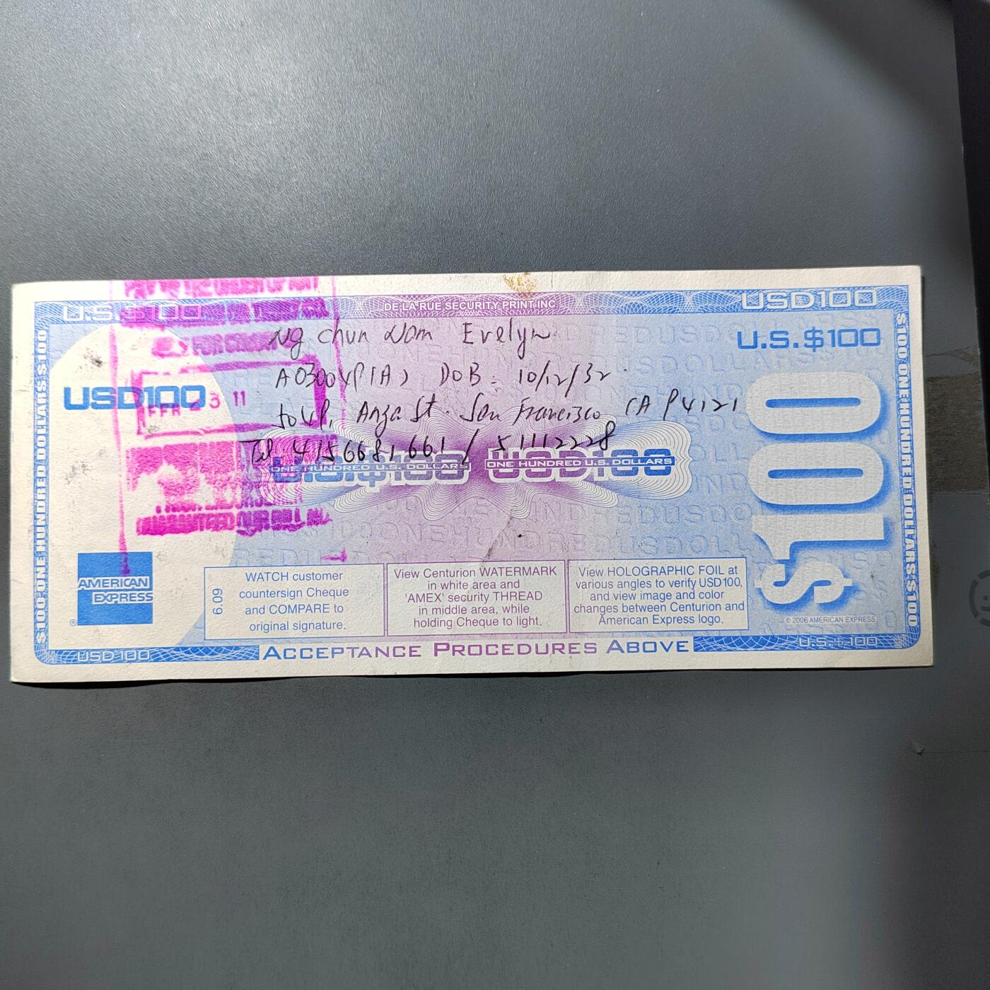 PCAI钱币  27-763  纸币钱币小专场 旅行支票