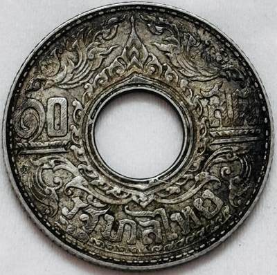 文馨钱币收藏第 295 场，（元宵场）各种银币散币纪念章，长期接代拍业务 - 1941年泰国10萨当中孔寺庙银币2.55克拉玛八世带底光