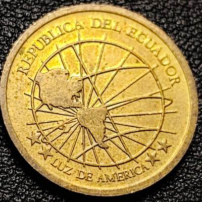 泉币菌-第202场-新年第10场 本场拍品多 请提前出价（正月十五统一发货） - 地处赤道 “美洲之光 厄瓜多尔1分硬币 19mm