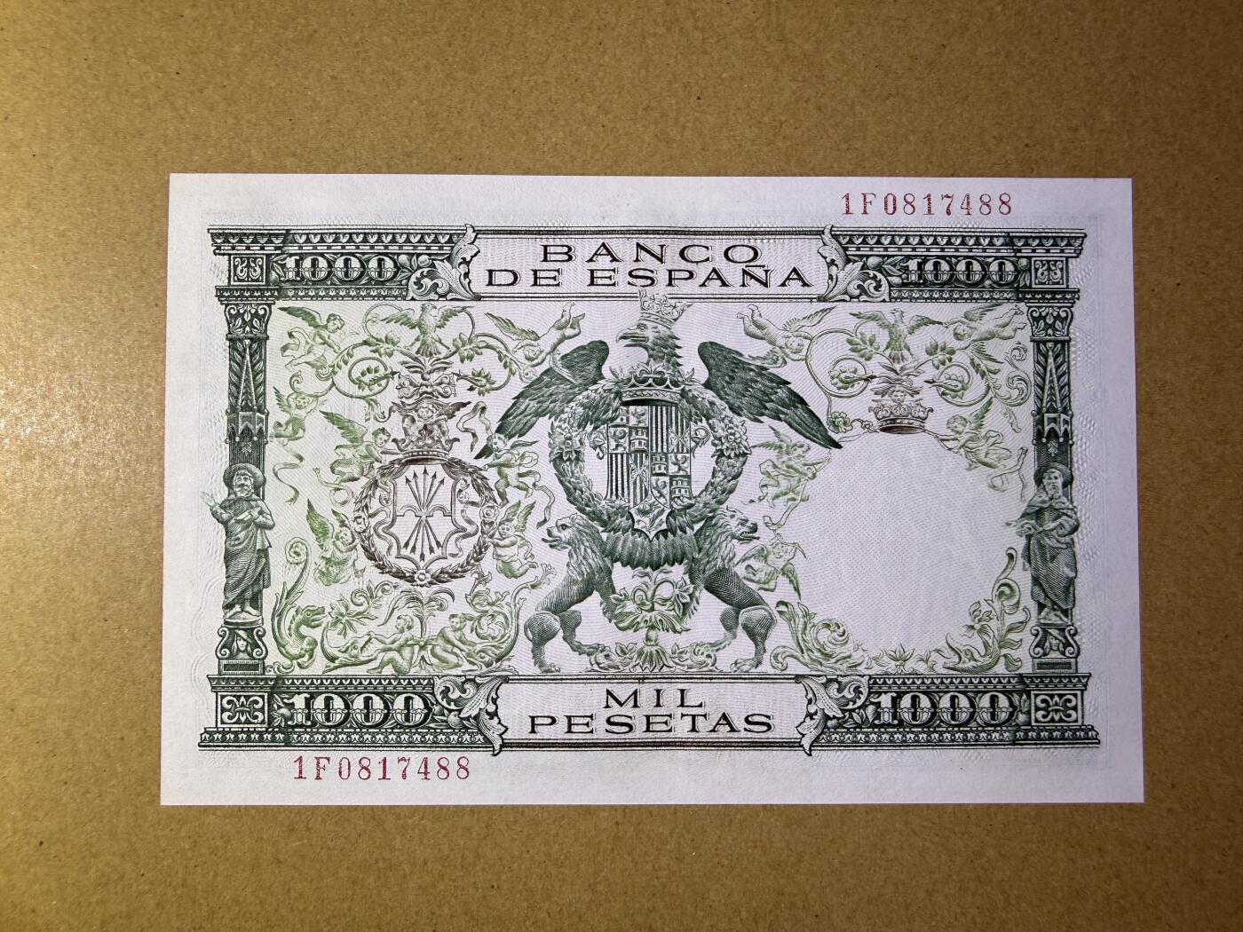 《艾美收藏》第234期-3.1周日外币精华场 西班牙1000比塞塔 UNC 1957年 双王