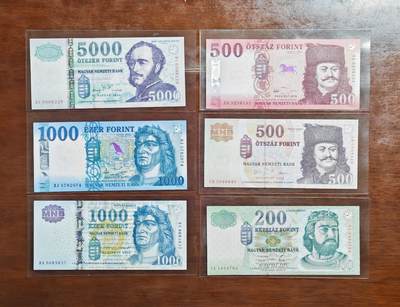 【礼羽收藏】🌏世界钱币拍卖126期 - （一组6张）【UNC】欧洲 匈牙利 200.500.500.1000.1000.5000
