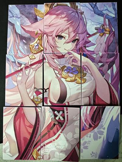 花开卡拍第61期（3月7号周六截拍，品控勿拍!!!拍品不寄存，运费5元（新疆需补运费差价或顺丰到付），自制卡难免瑕疵，可能存在轻微撞角爆边等出厂瑕疵，品控介意勿拍！） - 八重神子 9拼卡