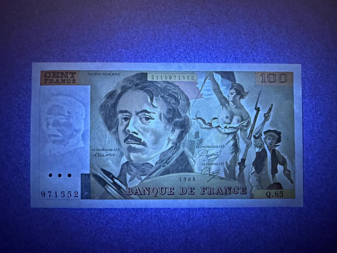 《艾美收藏》第234期-3.1周日外币精华场 法国100法郎 UNC 1984年 画家德拉克洛瓦 无4