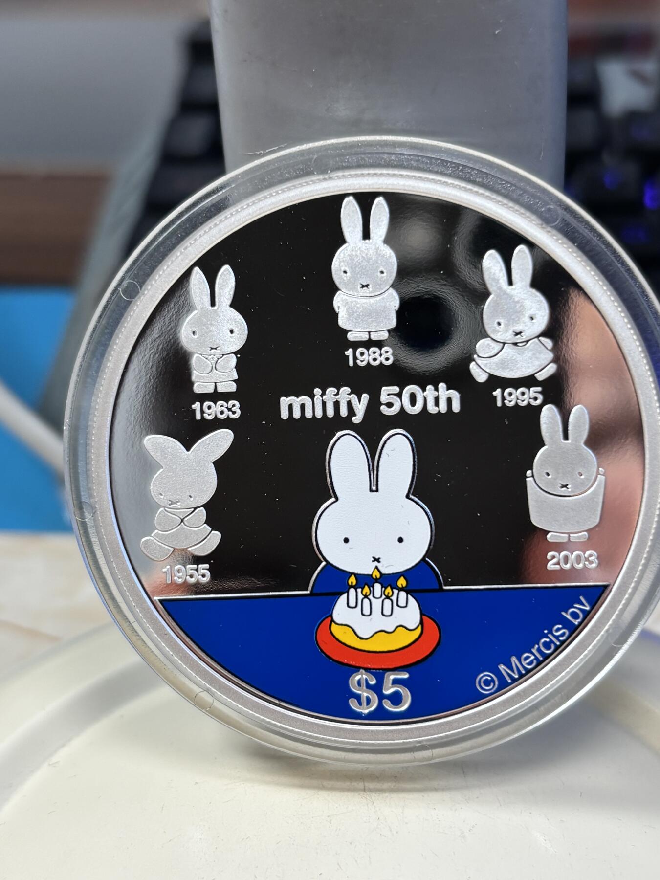 第191期拍卖 库克2005年5元彩色精制银币 米菲兔50周年（荷兰动画形象） 5盎司999银 发行量：1000 盒证全（澳大利亚珀斯铸）