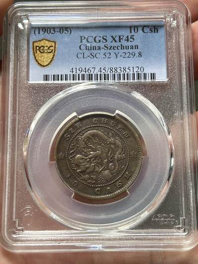 PCGS评级XF45～四川大清当十黄铜币 - PCGS评级XF45～四川大清当十黄铜币