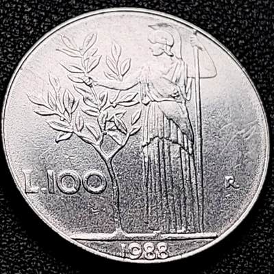 泉币菌-第202场-新年第10场 本场拍品多 请提前出价（正月十五统一发货） - 意大利早期100里拉 月亮和记忆女神密涅瓦 不锈钢币 27.8mm