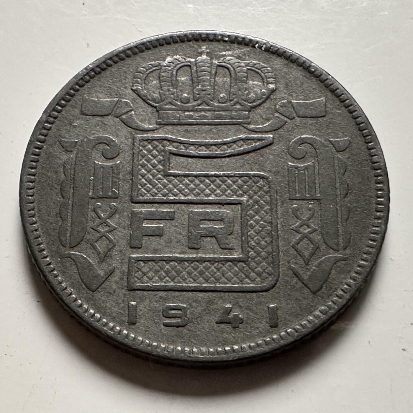 🌹外币初藏🌹🐯2026年第22场  每周二四六晚8️⃣点 接代拍 比利时1941年5法郎