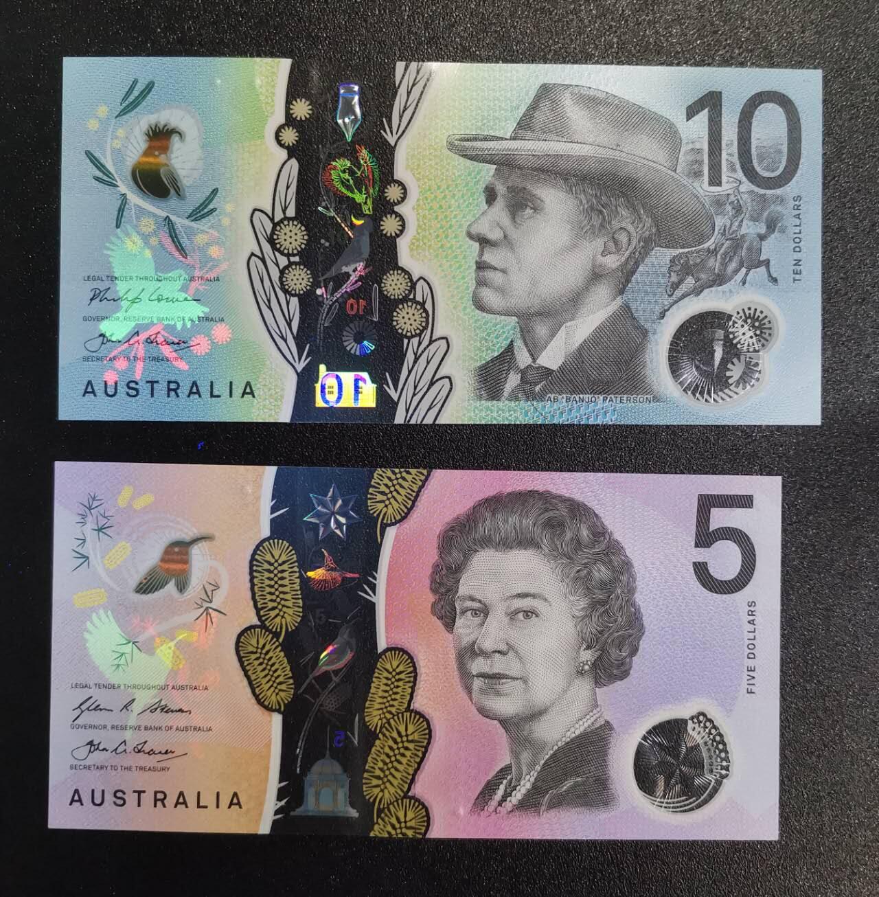 《艾美收藏》第234期-3.1周日外币精华场 (2张)澳大利亚2016年5元UNC-轻微角折/17年10元UNC Pick#62a/63a