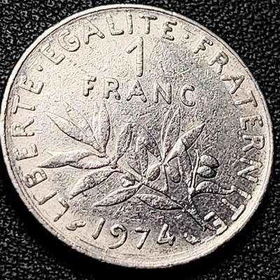 泉币菌-第201场- 新年快乐 新年第9场 本场拍品多 请提前出价（正月十五统一发货） - 1974年 法国播种女神 1法郎硬币 24mm 