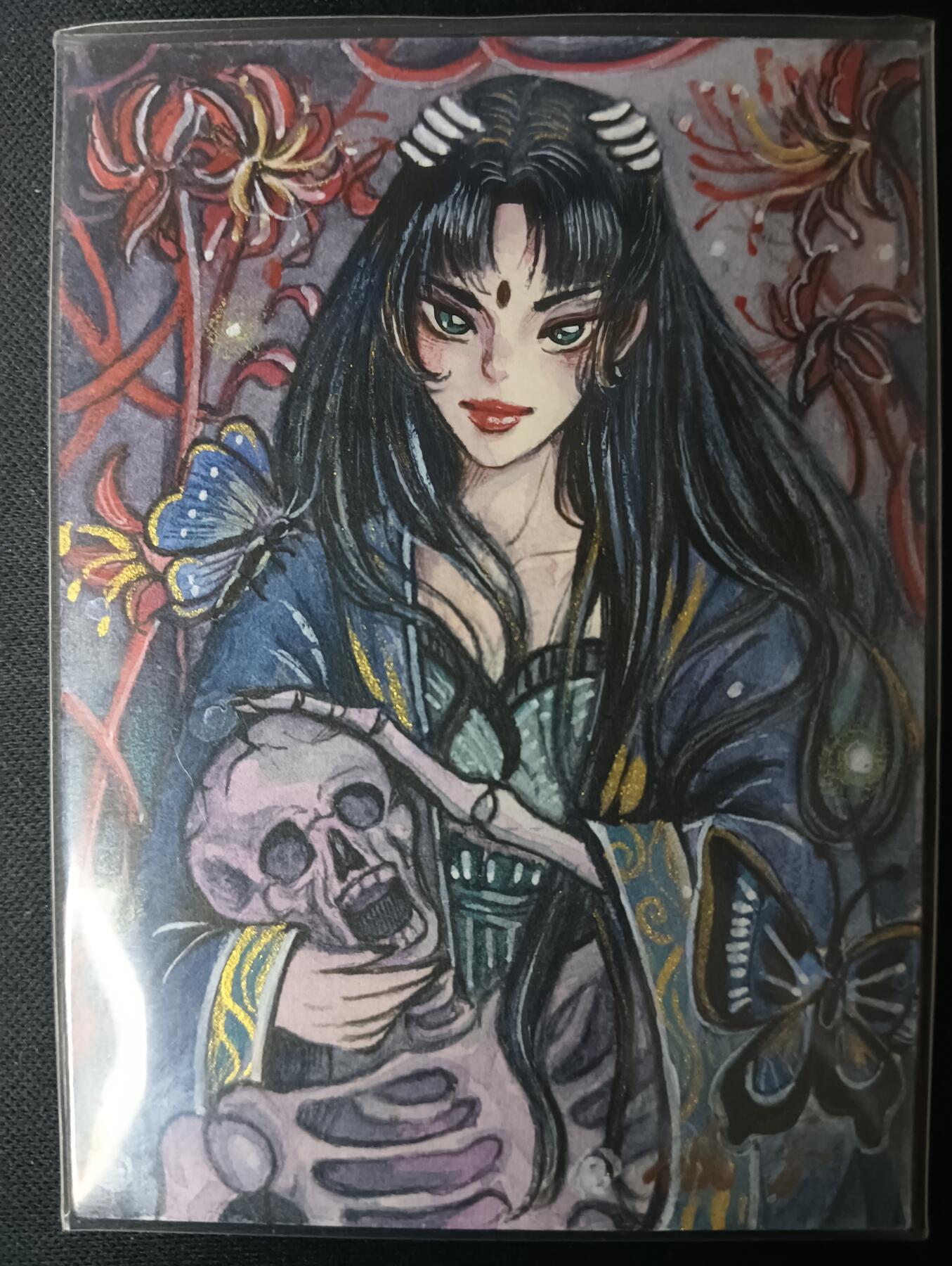 花开卡拍第61期（3月7号周六截拍，品控勿拍!!!拍品不寄存，运费5元（新疆需补运费差价或顺丰到付），自制卡难免瑕疵，可能存在轻微撞角爆边等出厂瑕疵，品控介意勿拍！） 手绘卡 画师：云雀 美女 1张