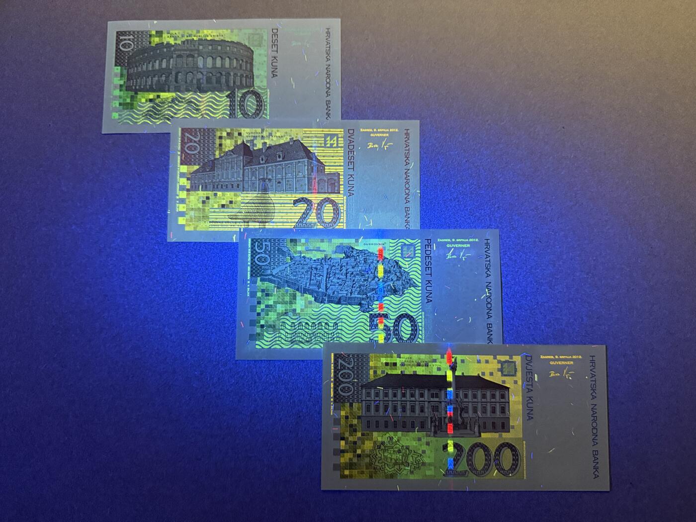 《艾美收藏》第234期-3.1周日外币精华场 克罗地亚10、20、50、200库纳4张 UNC