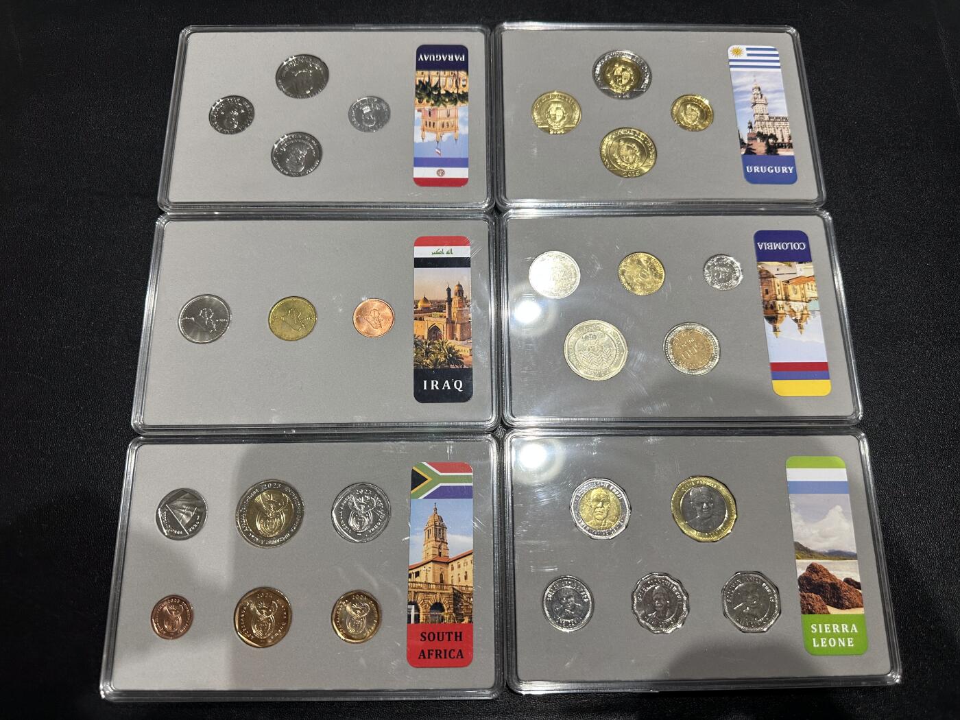 《外钞收藏家》第六百一十三期（ 精品场）（长期征集拍品、欢迎藏友们联系合作） 巴拉圭、乌拉圭、伊拉克、哥伦比亚、南非、塞拉利昂硬币6套