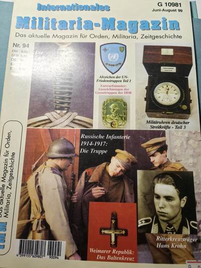 盛世勋华——号角文化勋章邮票专场拍卖第307期 - 德国出版 Militaria-Magazin杂志 1999年7/8月刊总第94期 58页